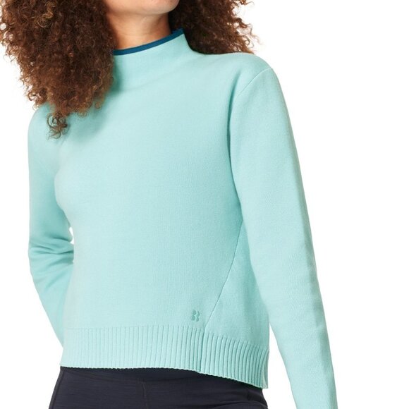 Sweaty Betty Serenity Funnel Neck Blue Lagoon Sweater XS K236 - Picture 1 of 11